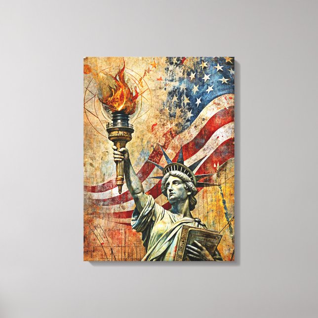 Estátua Vintage Da Arte Canvas Da Liberdade (Frente)