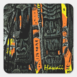 estátuas tiki havaianas com adesivos personalizáve