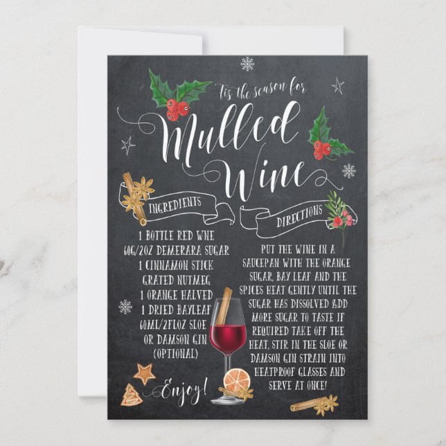 Este é o cartão de natal de natal de vinho mulled  (Frente)