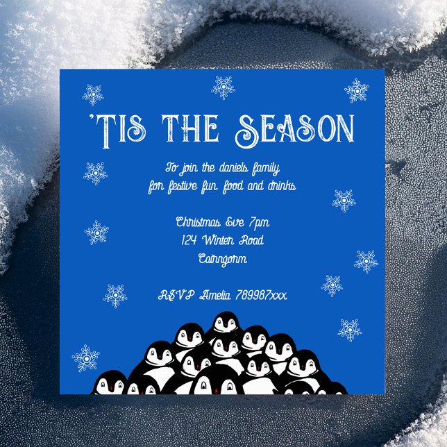 Este é o Convite de festas de Natal da Estação Pen (It's penguin party time! 🎄🐧)