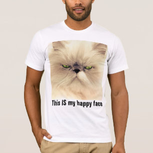Este é o meu rosto feliz, camisetas de gato rabuge