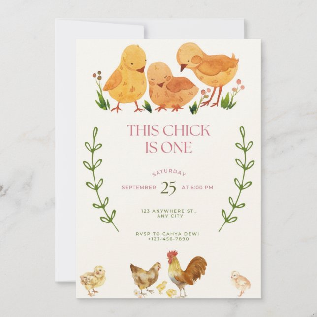 Este Pintinho é um convite de aniversário (Frente)