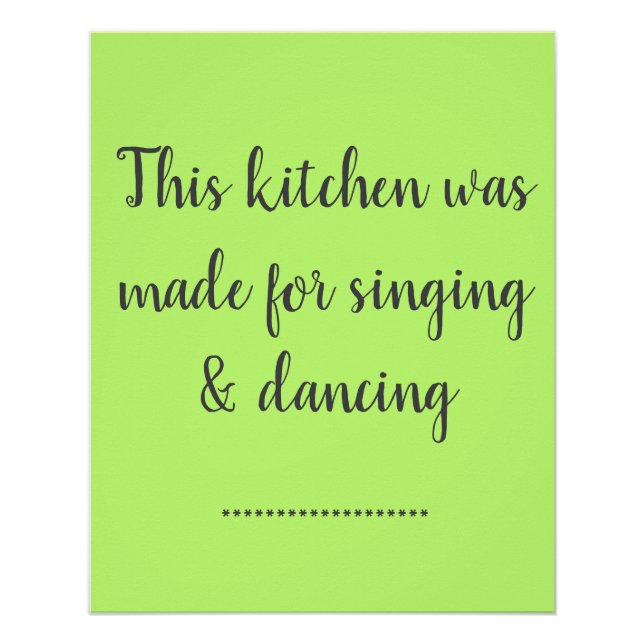 Este pôster de cozinha é feito para cantar e dança (Frente)