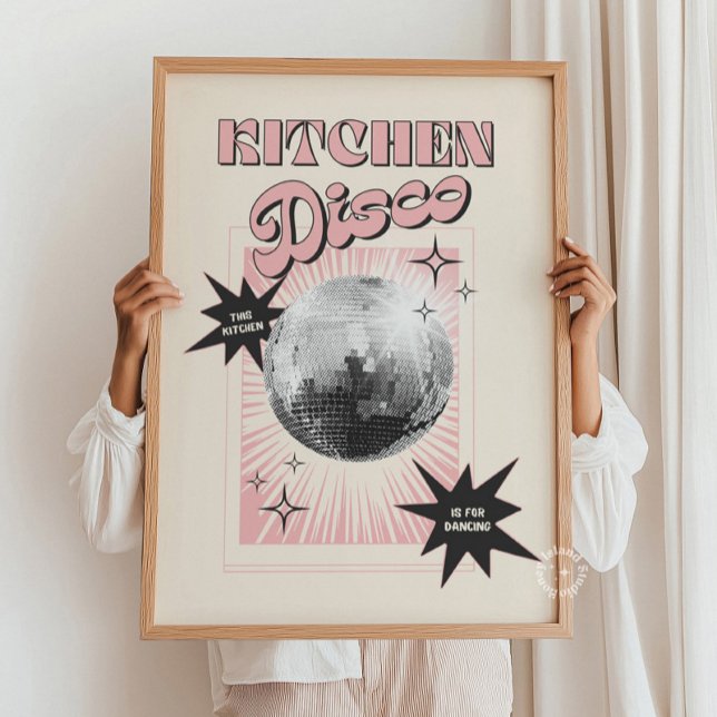 Este pôster de cozinha é para dançar – Cozinha Dis (This Kitchen Is for Dancing Poster – Disco Kitchen wall art Print
)