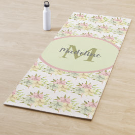 Esteira de Yoga Monograma Floral Pastel Aquarela F