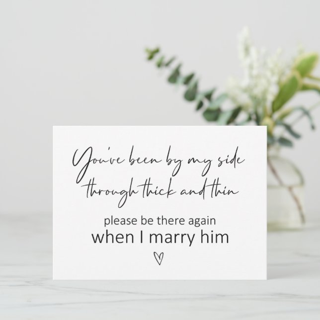 Esteja ao meu lado, madrinha, proposta de cartão d (Em pé/Frente)