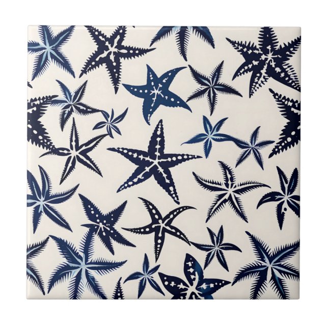 Estêncil de Starfish Padrão em Azul (Frente)