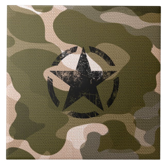 Estêncil Estrelado Vintage na Camouflage (Frente)