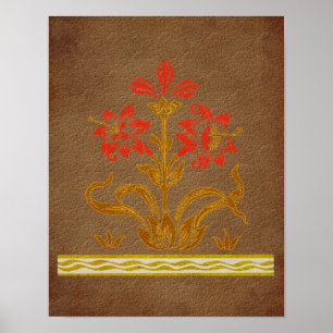 Estêncil Floral Na Poster De Arte De Papel Envelh