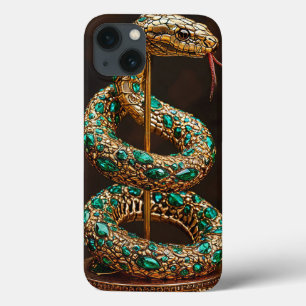 Estética de Serpente de Luxo Esmeralda Joia Ouro