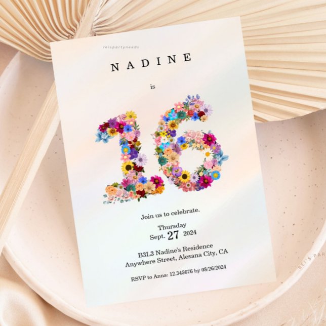 Estética Doce 16 Aniversário Convite Moderno 16º (Criador carregado)