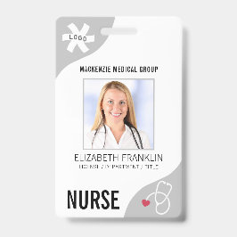 Estetoscópio Médico Cinzas Editáveis Crachá NURSE