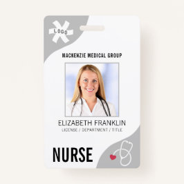 Estetoscópio Médico Cinzas Editáveis Crachá NURSE