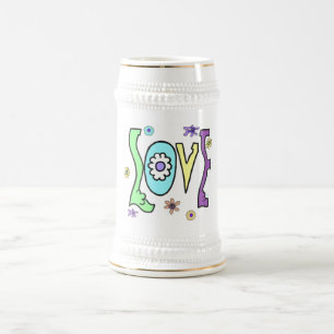 Estilo 60s/70s retro: Caneca de cerveja do "amor"