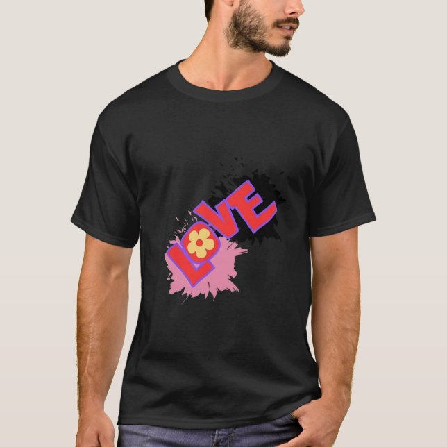 Estilo: Amor e Flores Camiseta Básica Masculina (Frente)