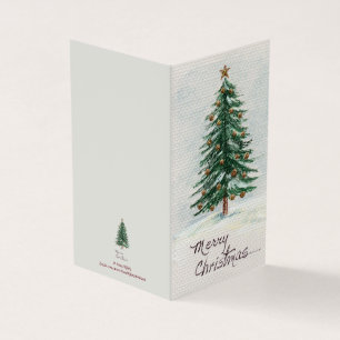 Estilo antigo Árvore de Natal Aquarela em Neve Hol