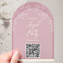 Estilo Arch Casamento acrílico Código QR Convite