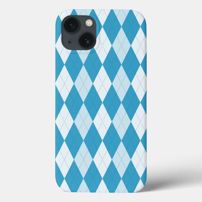 Estilo Argyle Azul Peacock Forma Diamante Pequena (Verso)
