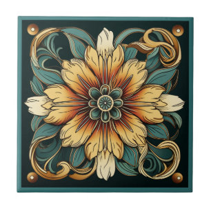 Estilo Art deco padrão floral azulejo cerâmico