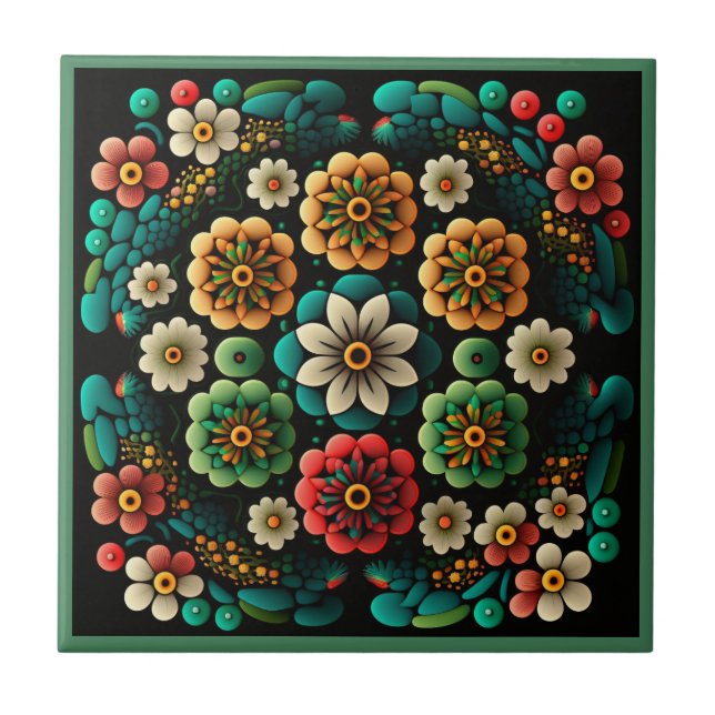Estilo Art deco padrão floral azulejo cerâmico (Frente)