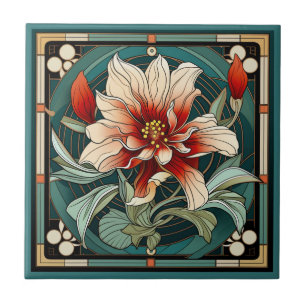 Estilo Art deco padrão floral azulejo cerâmico