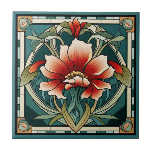 Estilo Art deco padrão floral azulejo cerâmico
