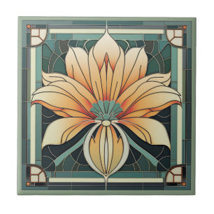 Estilo Art deco padrão floral azulejo cerâmico
