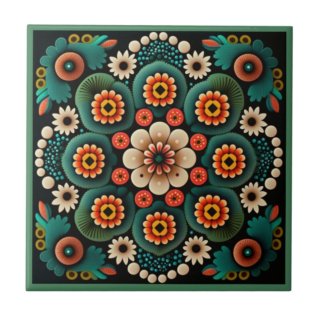 Estilo Art deco padrão floral azulejo cerâmico (Frente)