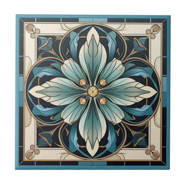 Estilo Art deco padrão floral azulejo cerâmico (Frente)