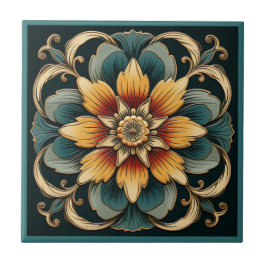 Estilo Art deco padrão floral azulejo cerâmico