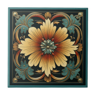 Estilo Art deco padrão floral azulejo cerâmico