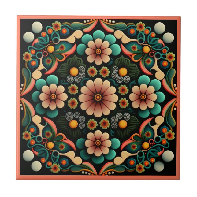 Estilo Art deco padrão floral azulejo cerâmico (Frente)