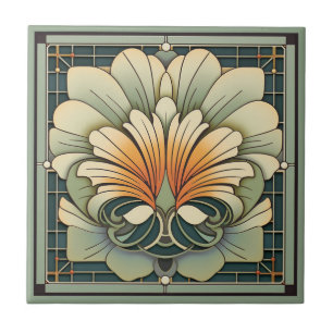 Estilo Art deco padrão floral azulejo cerâmico