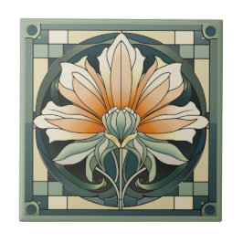 Estilo Art deco padrão floral azulejo cerâmico