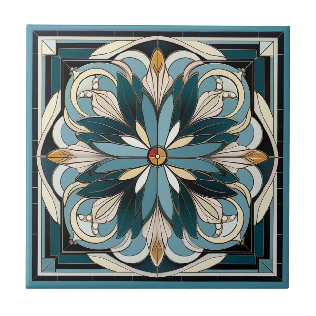 Estilo Art deco padrão floral azulejo cerâmico (Frente)