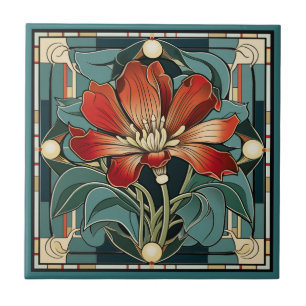 Estilo Art deco padrão floral azulejo cerâmico