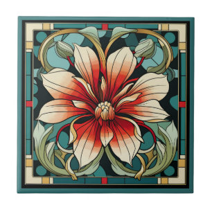 Estilo Art deco padrão floral azulejo cerâmico