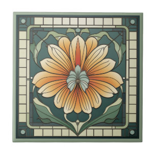 Estilo Art deco padrão floral azulejo cerâmico