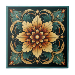 Estilo Art deco padrão floral azulejo cerâmico