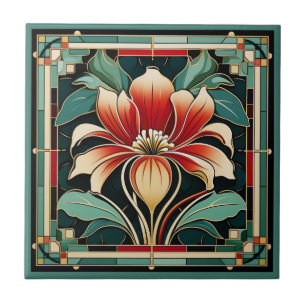 Estilo Art deco padrão floral azulejo cerâmico