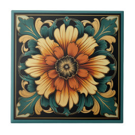 Estilo Art deco padrão floral azulejo cerâmico