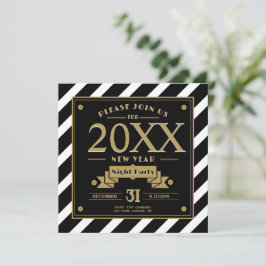 Estilo Art Deco Preto e Convite de festas de Ano N