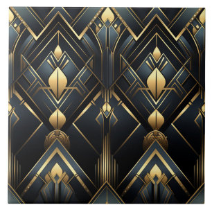 Estilo Art Déco preto e dourado,