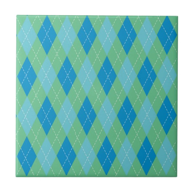 Estilo Azul Turquesa Verde Padrão Argyle (Frente)