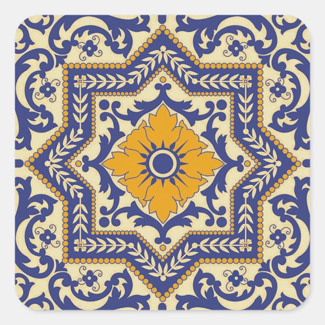 Estilo Azulejo Cerâmico Adesivo Laranja Azul (Frente)