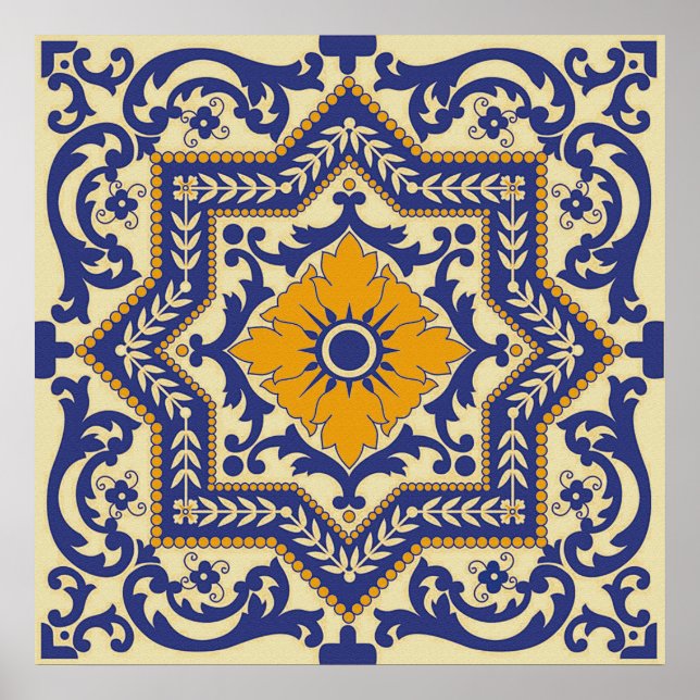 Estilo Azulejo Cerâmico Poster (Frente)