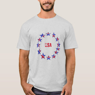 Estilo: Camisa Básica Masculina — EUA Patriótico