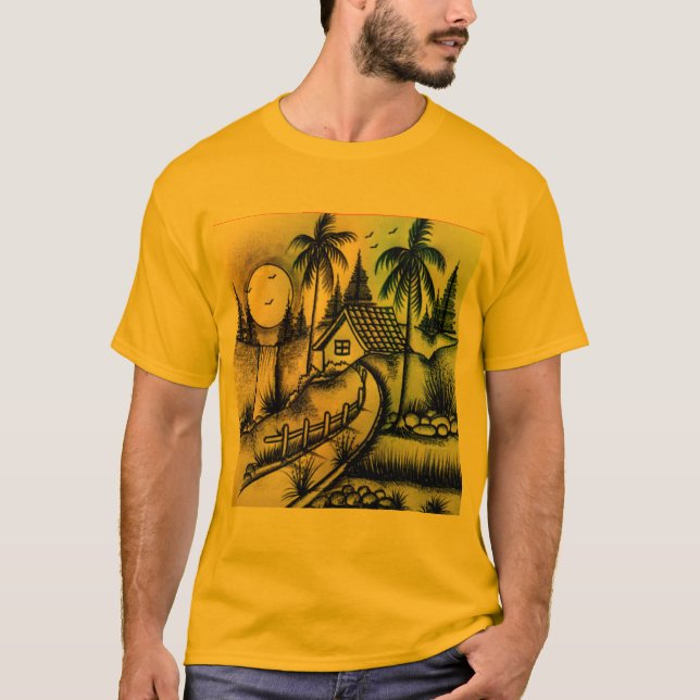 Estilo: Camiseta Básica Escura Confortável (Frente)