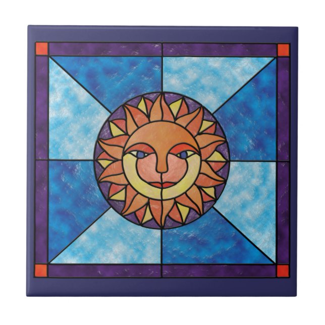 Estilo celestial do vitral do vintage de Sun (Frente)