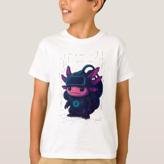 Estilo ciberpunk Axolotl de camiseta futurística S